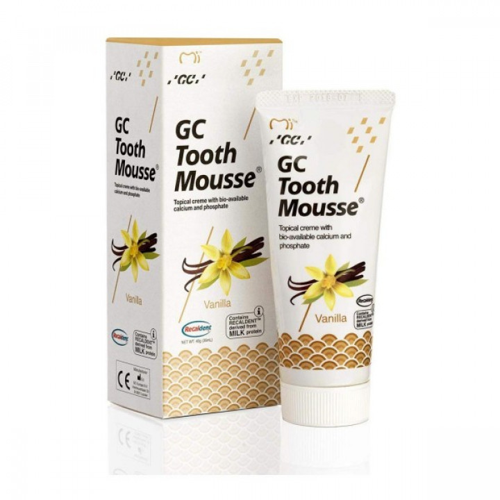 GC Tooth Mousse Vanilla ремінералізуючий крем для чутливих зубів без фтору, 35 мл