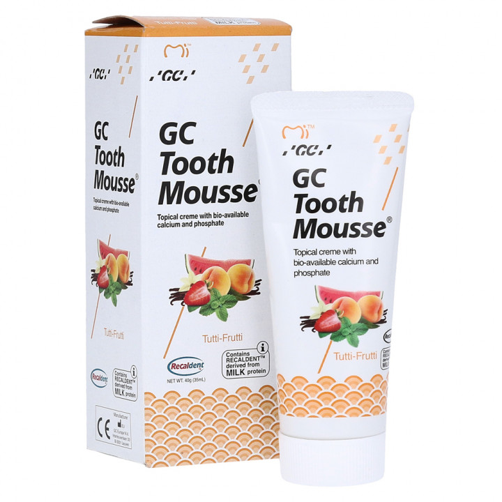 GC Tooth Mousse Tutti Frutti ремінералізуючий крем для чутливих зубів без фтору, 35 мл