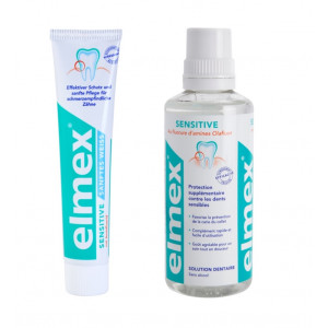 Elmex Sensitive Набор ополаскиватель, 400 мл + зубная паста для чувствительных зубов, 75мл